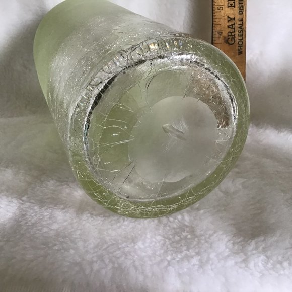 Hand Blown Tall Glass Art Vase or Pillar Candle Holder Color Sea Glass Green - Picture 6 of 7